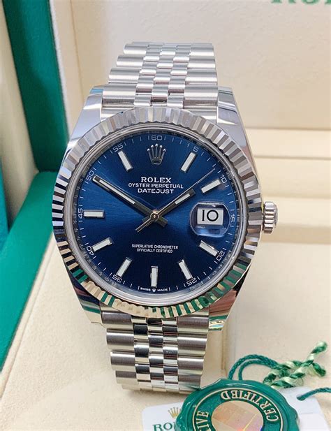 rolex datejust blue dial usato|rolex 41mm datejust mint dial.